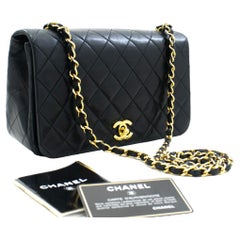 CHANEL Full Chain Flap Shoulder Bag Black Quilted Purse Lambskin
