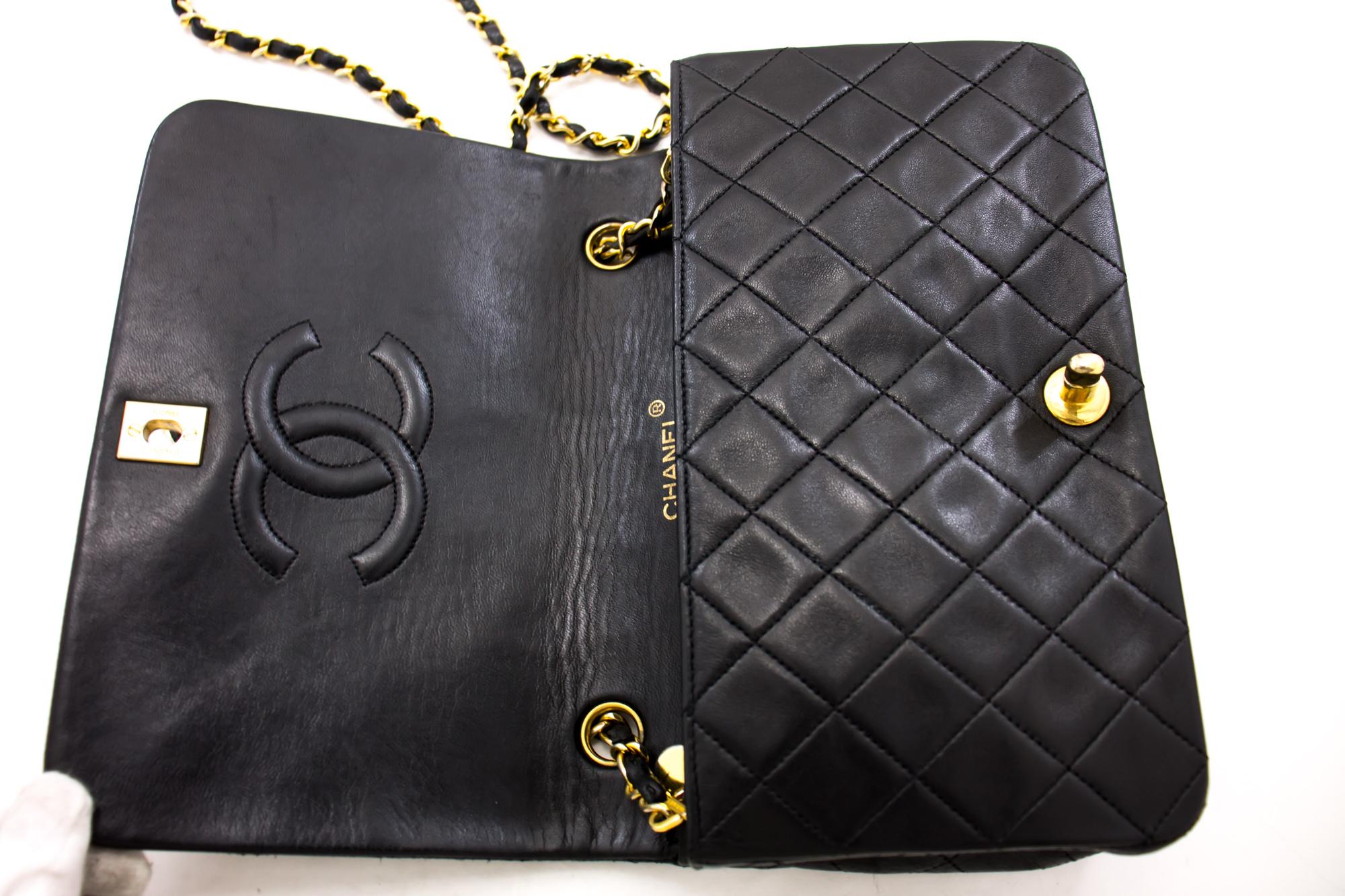 CHANEL Full Chain Flap Shoulder Crossbody Bag Black Quilted Lamb 6