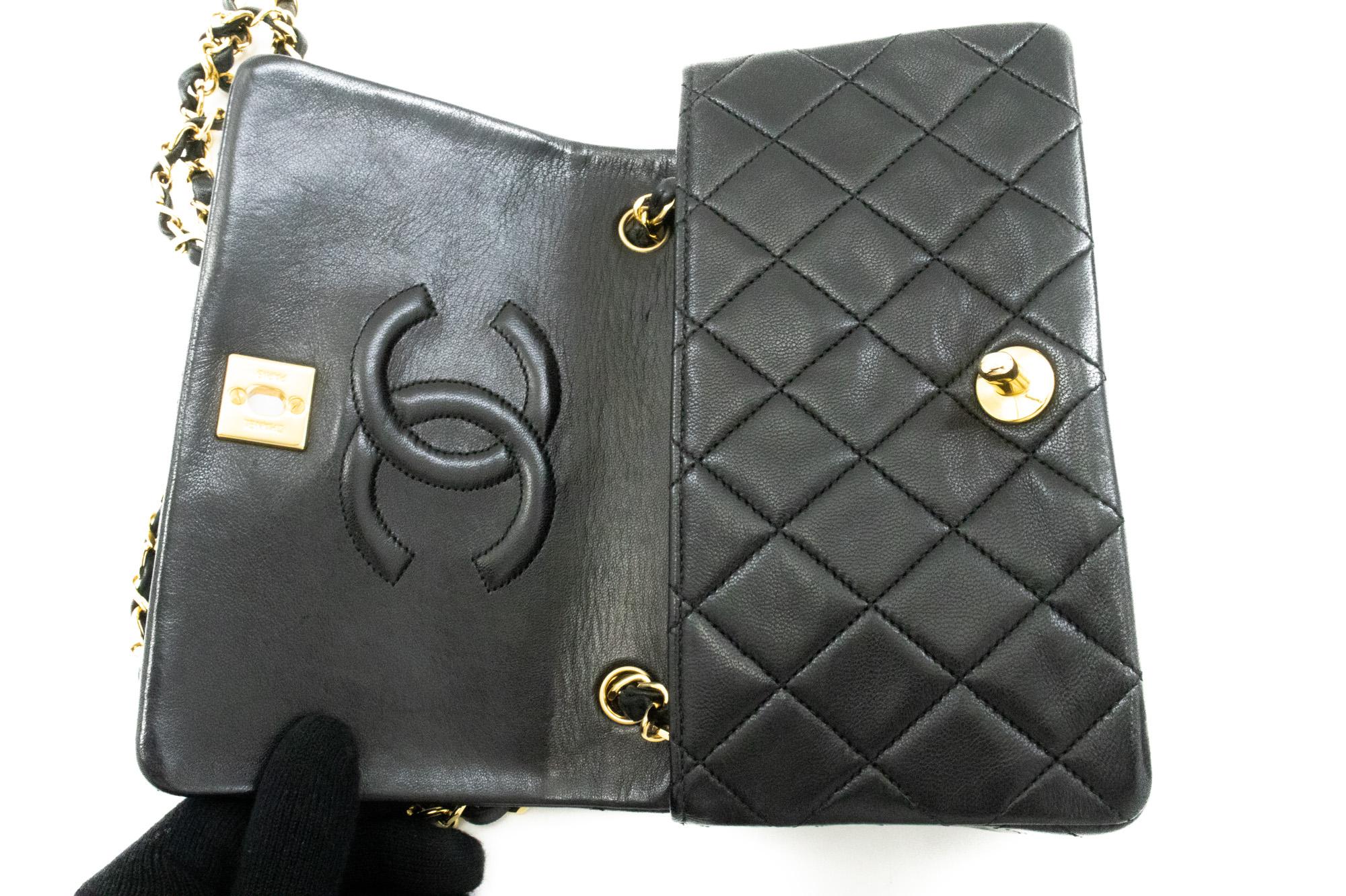 CHANEL Full Chain Flap Shoulder Crossbody Bag Black Quilted Lamb 6