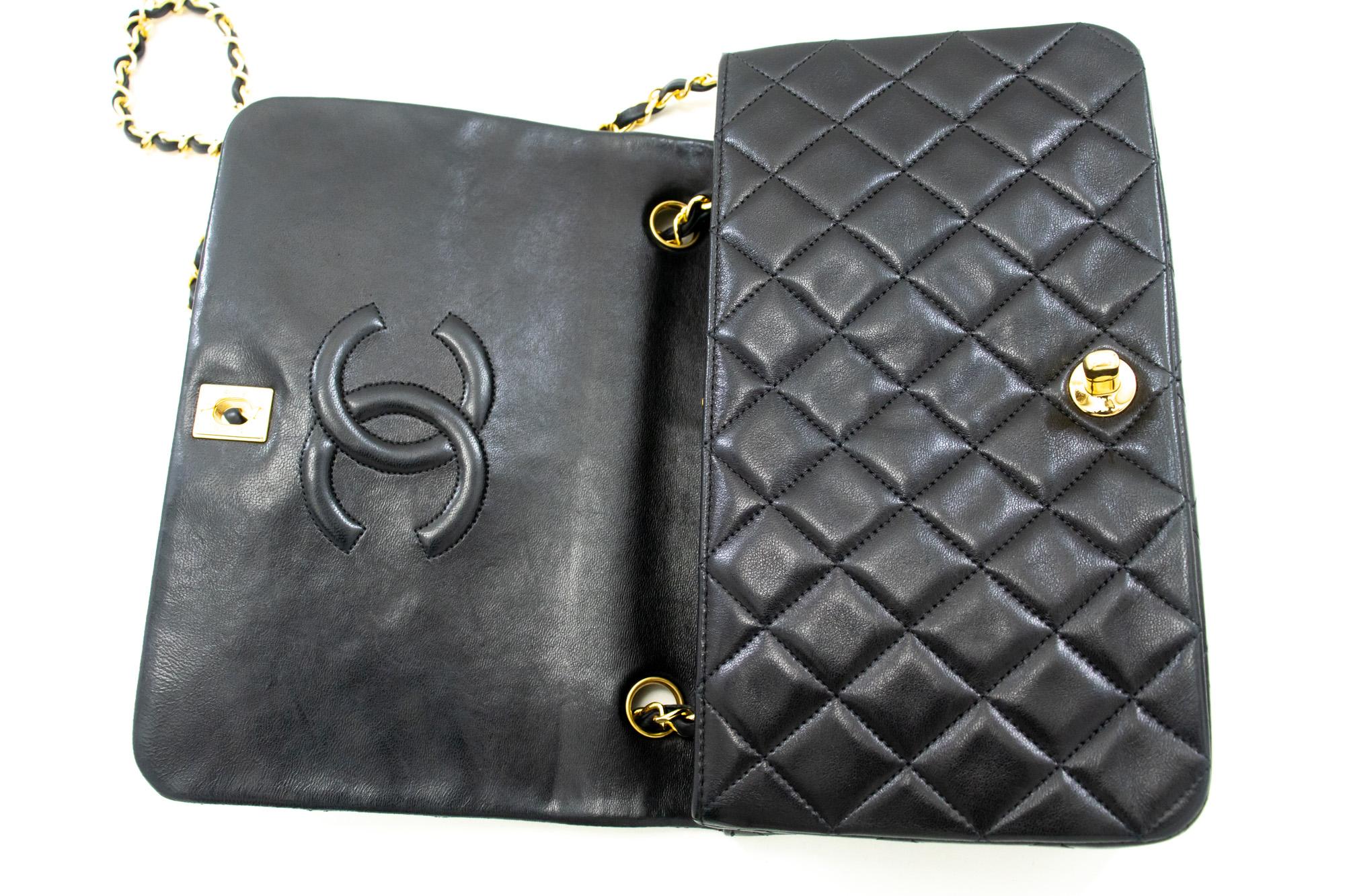 CHANEL Full Chain Flap Shoulder Crossbody Bag Black Quilted Lamb 6