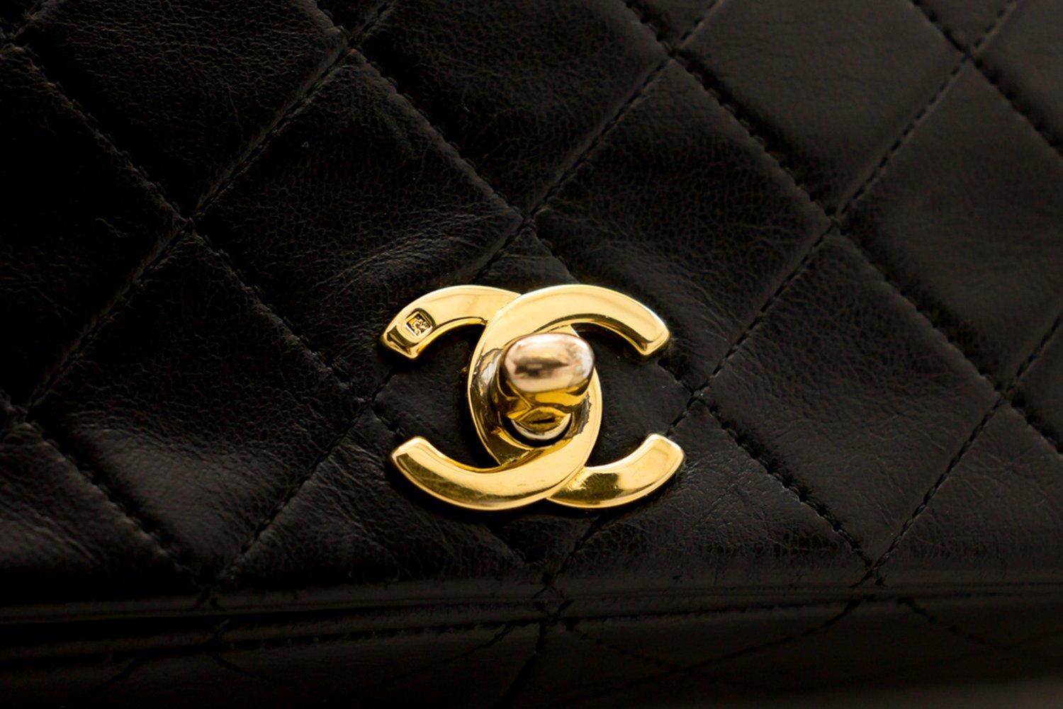 CHANEL Full Chain Flap Shoulder Crossbody Bag Black Quilted Lamb 8
