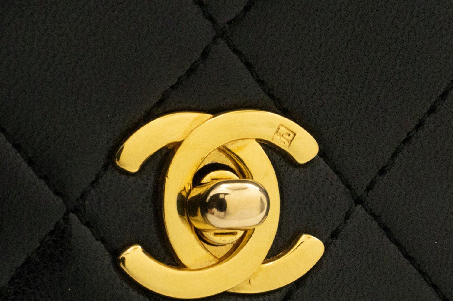 CHANEL Full Chain Flap Shoulder Crossbody Bag Black Quilted Lamb 8
