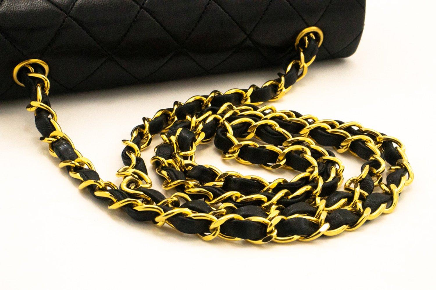 CHANEL Full Chain Flap Shoulder Crossbody Bag Black Quilted Lamb 9