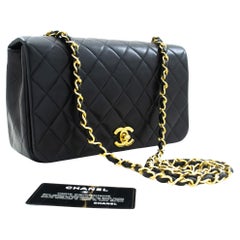 CHANEL Full Chain Flap Shoulder Crossbody Bag Black Quilted Lamb