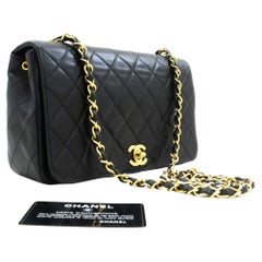 CHANEL Full Chain Flap Shoulder Crossbody Bag Black Quilted Lamb