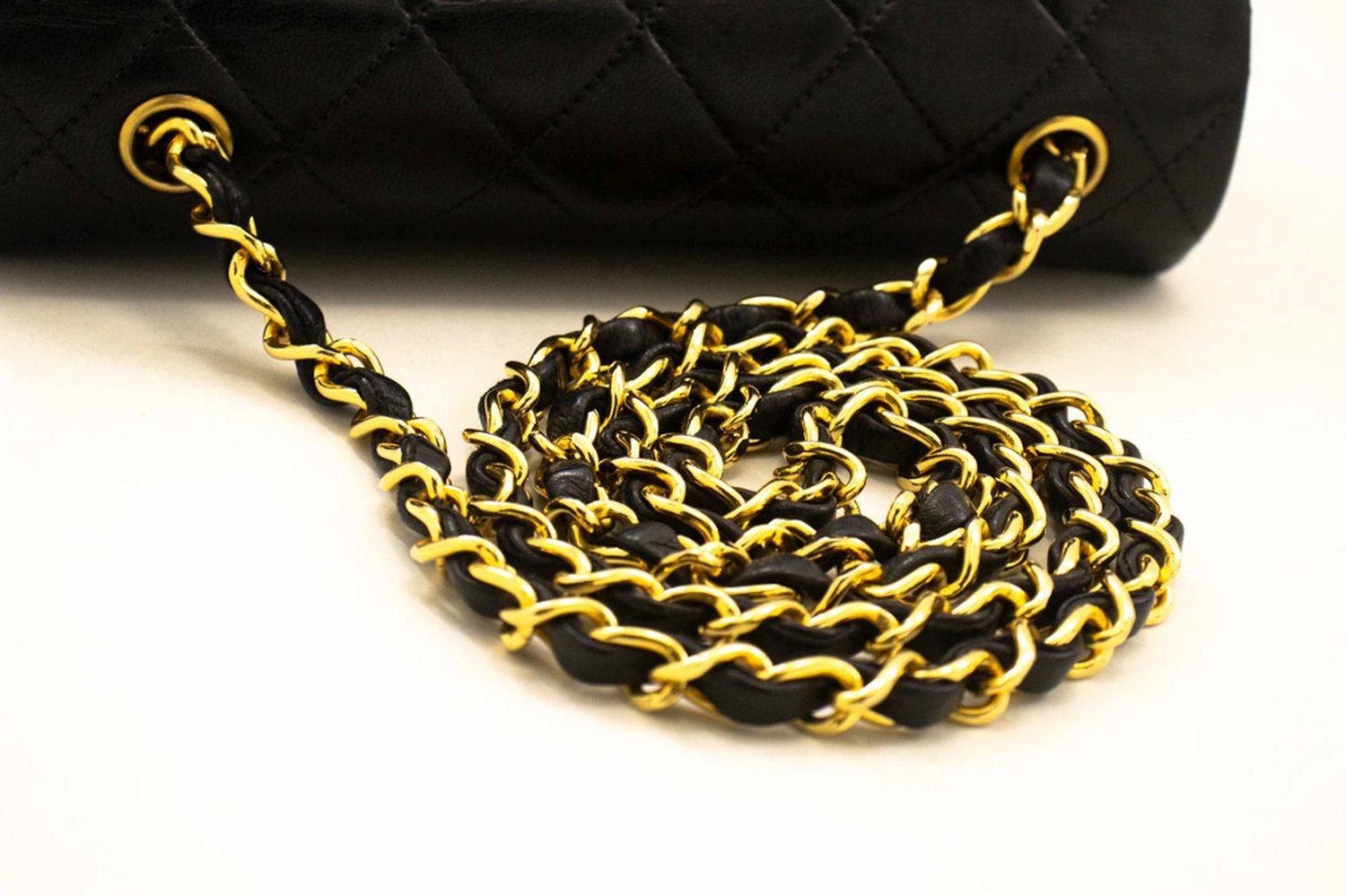 CHANEL Full Chain Flap Shoulder Crossbody Bag Lambskin Black For Sale 9