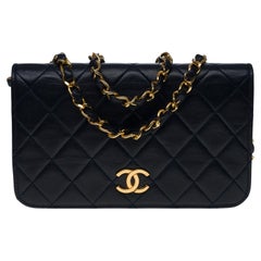 Chanel Full flap bag Mini shoulder bag in navy quilted lambskin, GHW