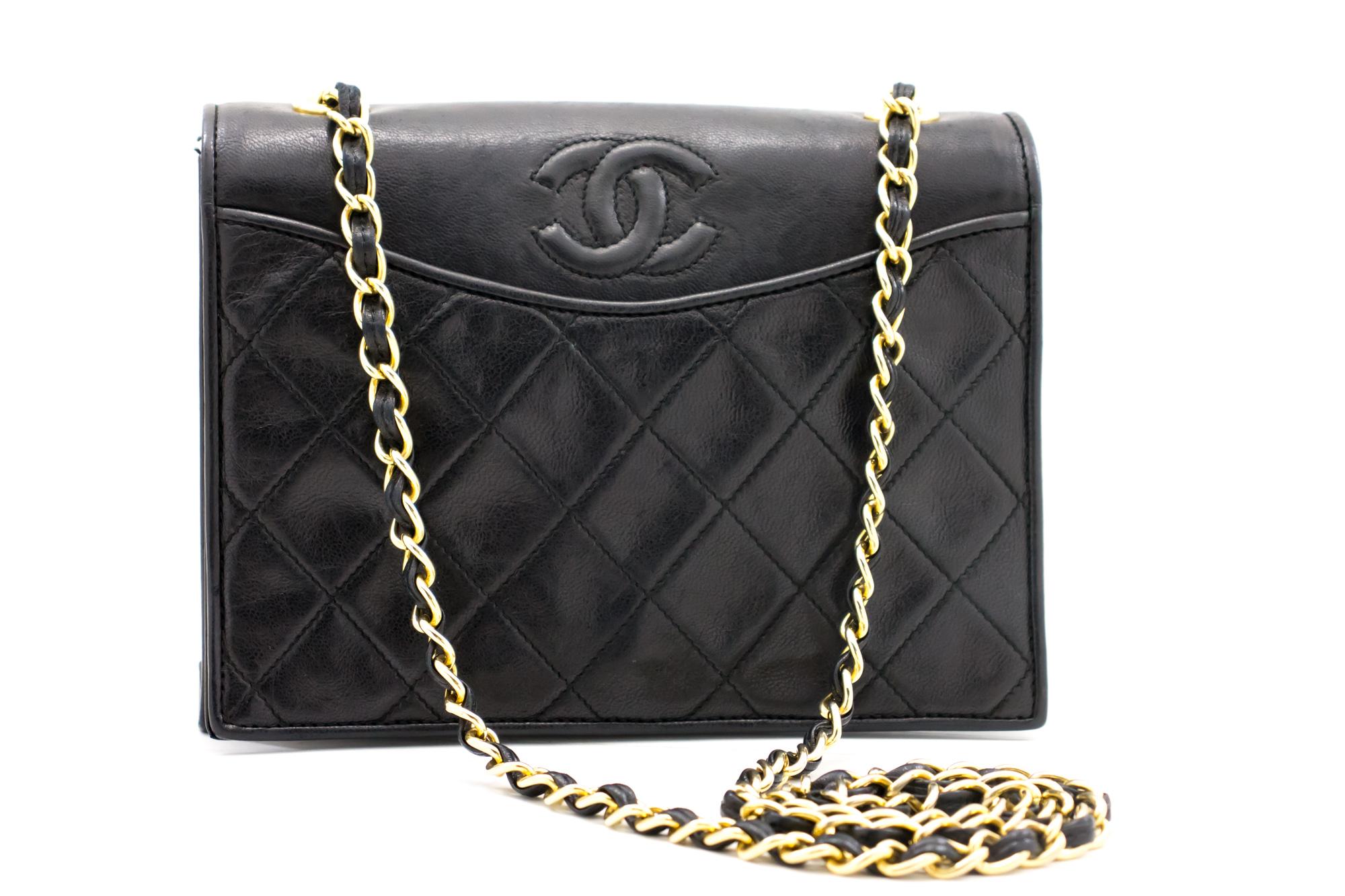 An authentic CHANEL Full Flap Classic Chain Shoulder Bag Black Quilted made of black Lambskin. The color is Black. The outside material is Leather. The pattern is Solid. This item is Vintage / Classic. The year of manufacture would be