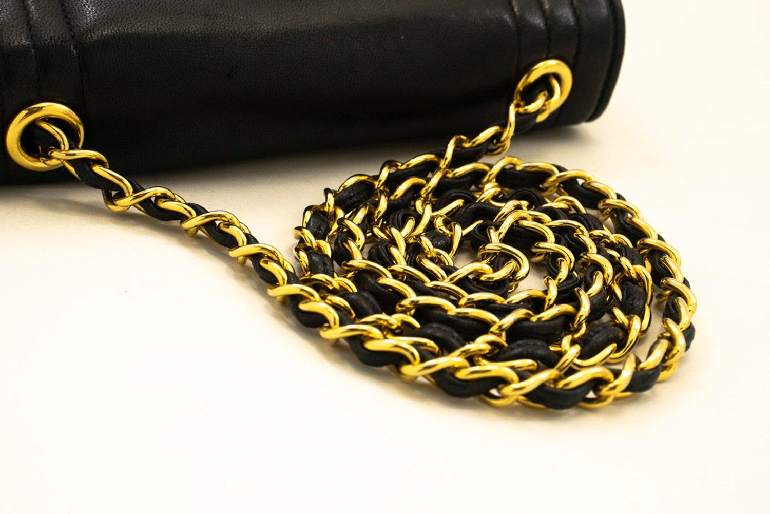CHANEL Full Flap Mini Small Chain Shoulder Bag Black Coco Quilted For Sale 8