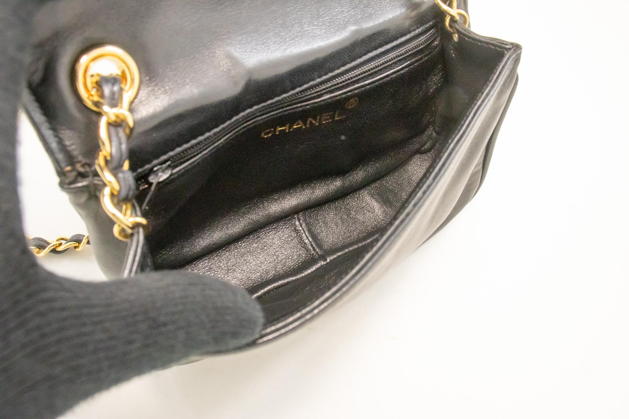 CHANEL Full Flap Mini Small Chain Shoulder Bag Black Coco Quilted For Sale 5
