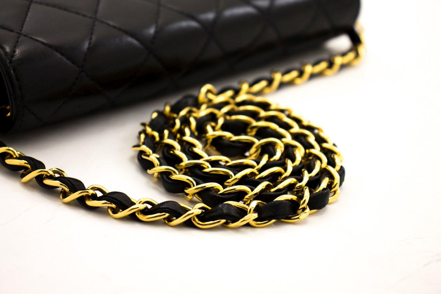 CHANEL Full Flap Small Chain Shoulder Bag Black Clutch Quilted 9