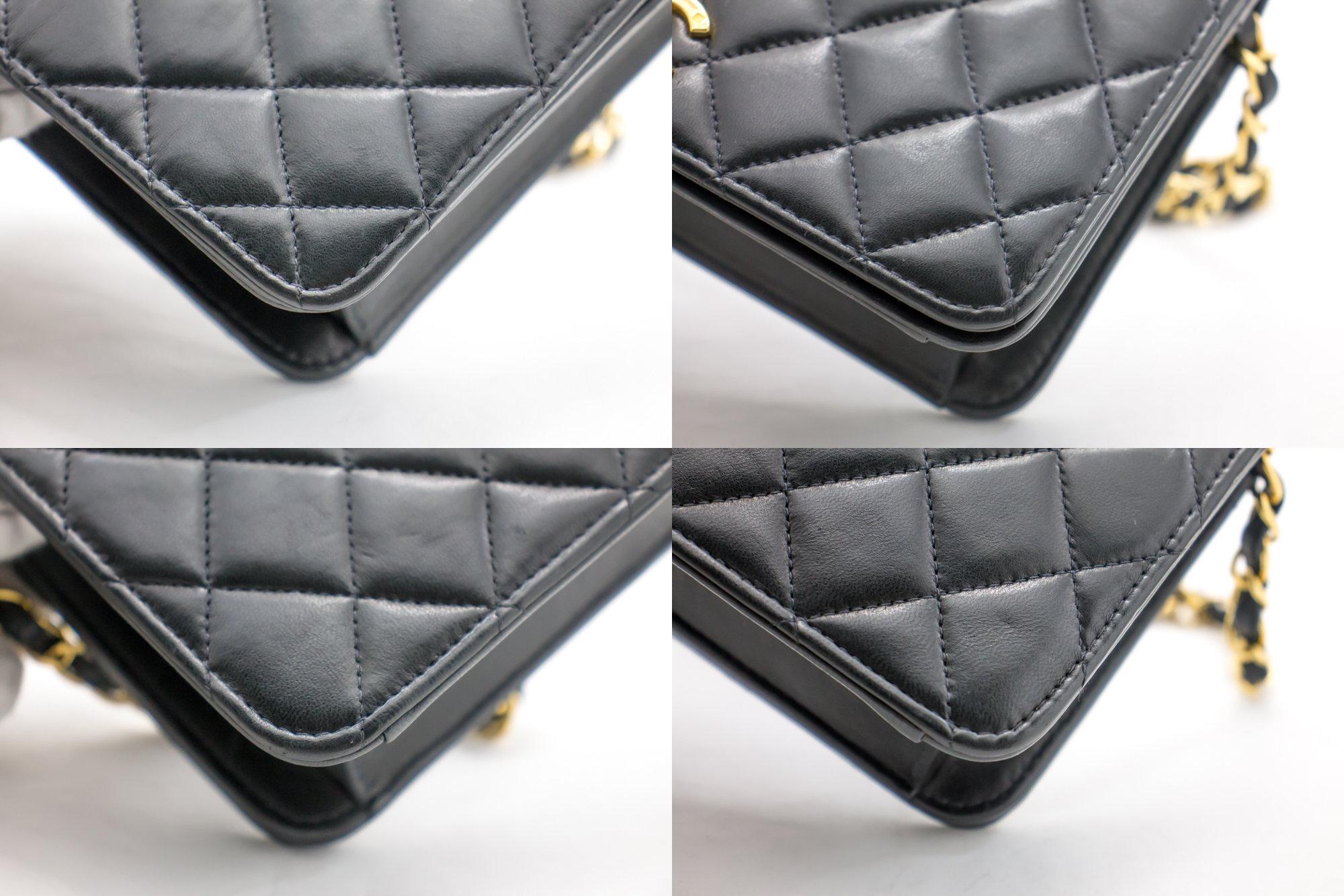 CHANEL Full Flap Small Chain Shoulder Bag Black Clutch Quilted 2