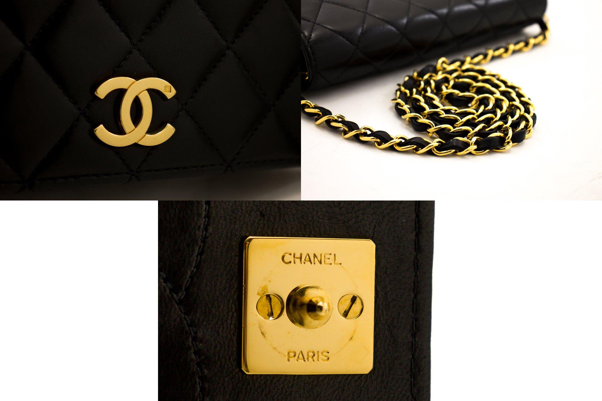 CHANEL Full Flap Small Chain Shoulder Bag Black Clutch Quilted 3