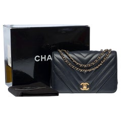 Borsa a tracolla Chanel Full Flap by Stitch in pelle d'agnello trapuntata blu navy, GHW