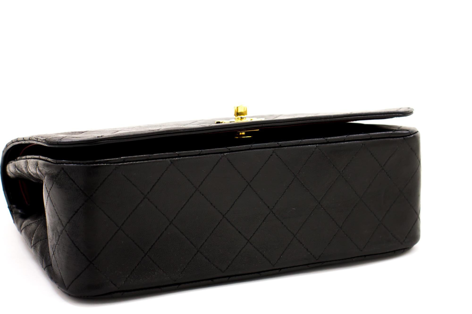 Women's CHANEL Full Flap Vintage Chain Shoulder Bag Black Quilted Lambskin For Sale