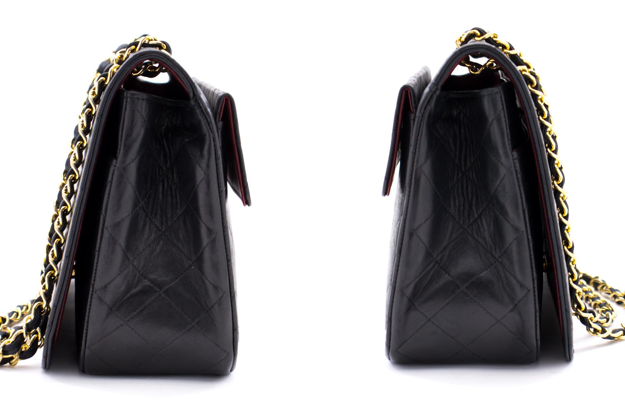 CHANEL Full Flap Vintage Chain Shoulder Bag Black Quilted Lambskin For Sale 1