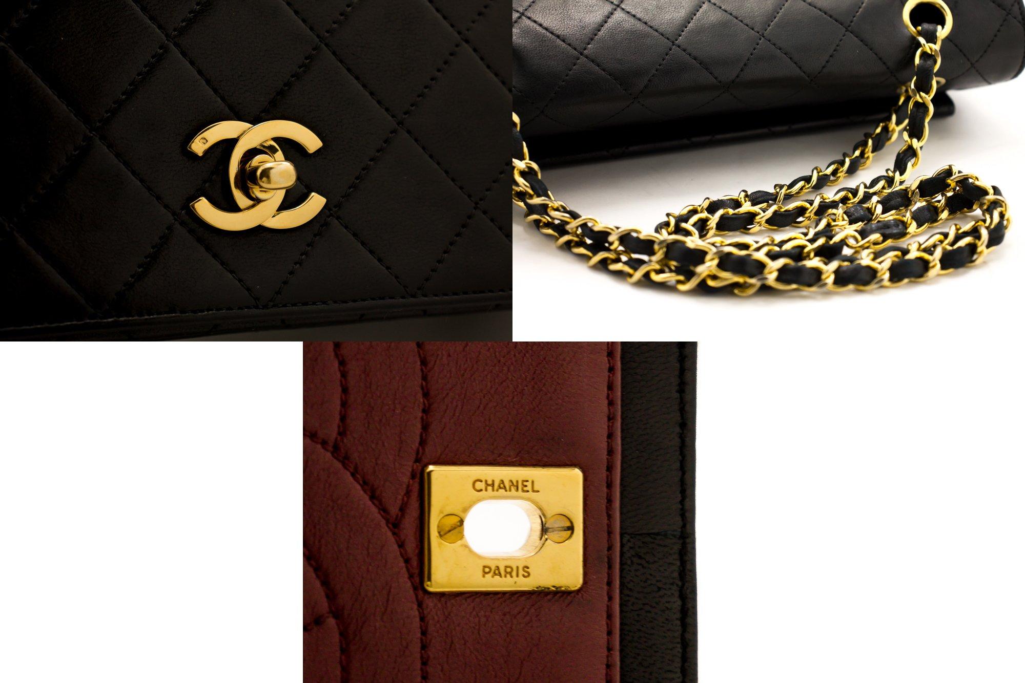CHANEL Full Flap Vintage Chain Shoulder Bag Black Quilted Lambskin For Sale 3