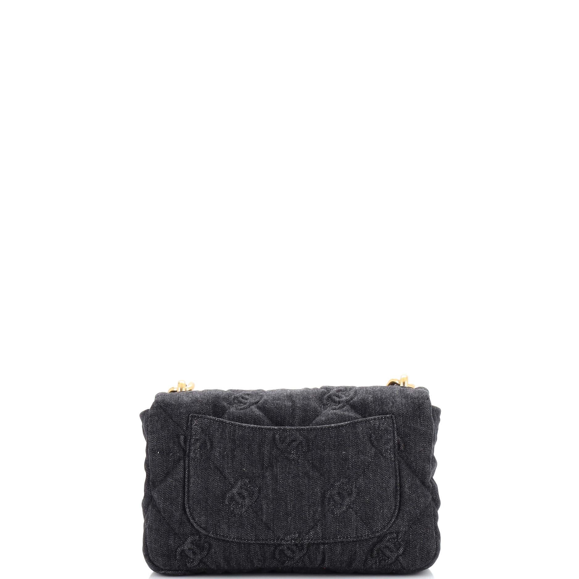 Chanel Funky Town Flap Bag CC Embossed Quilted Denim Medium In Good Condition In NY, NY