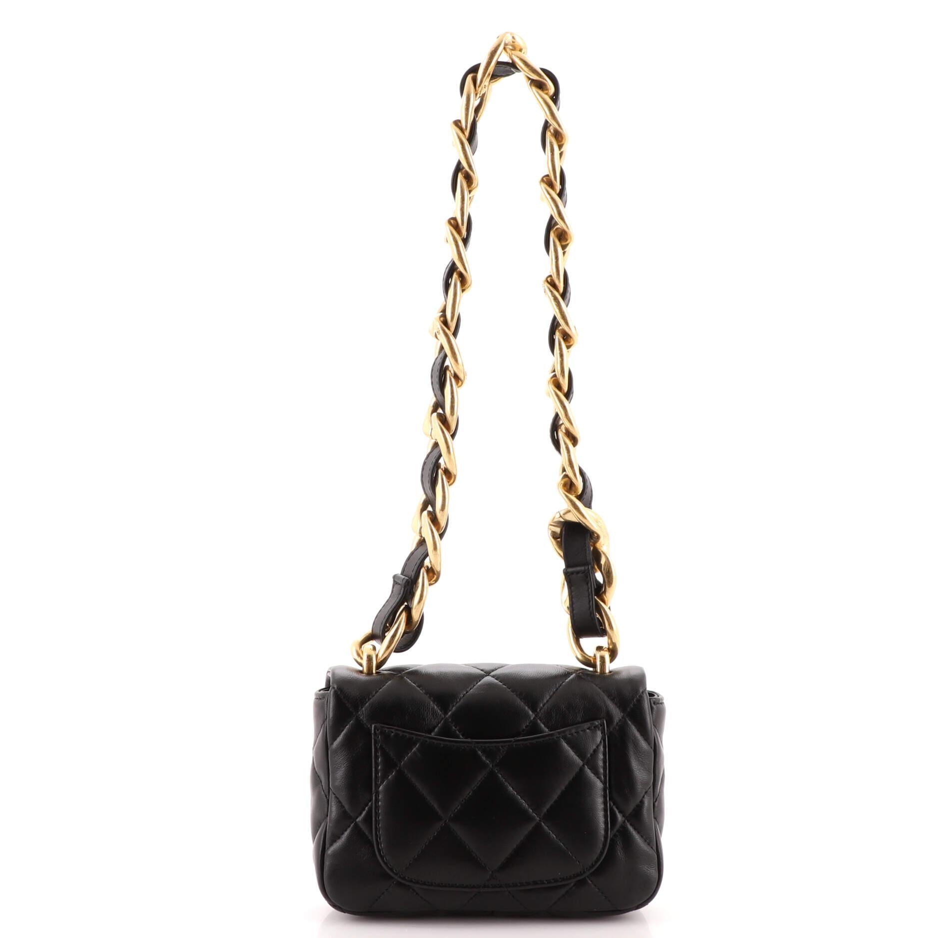 Black Chanel Funky Town Flap Bag Quilted Lambskin Mini