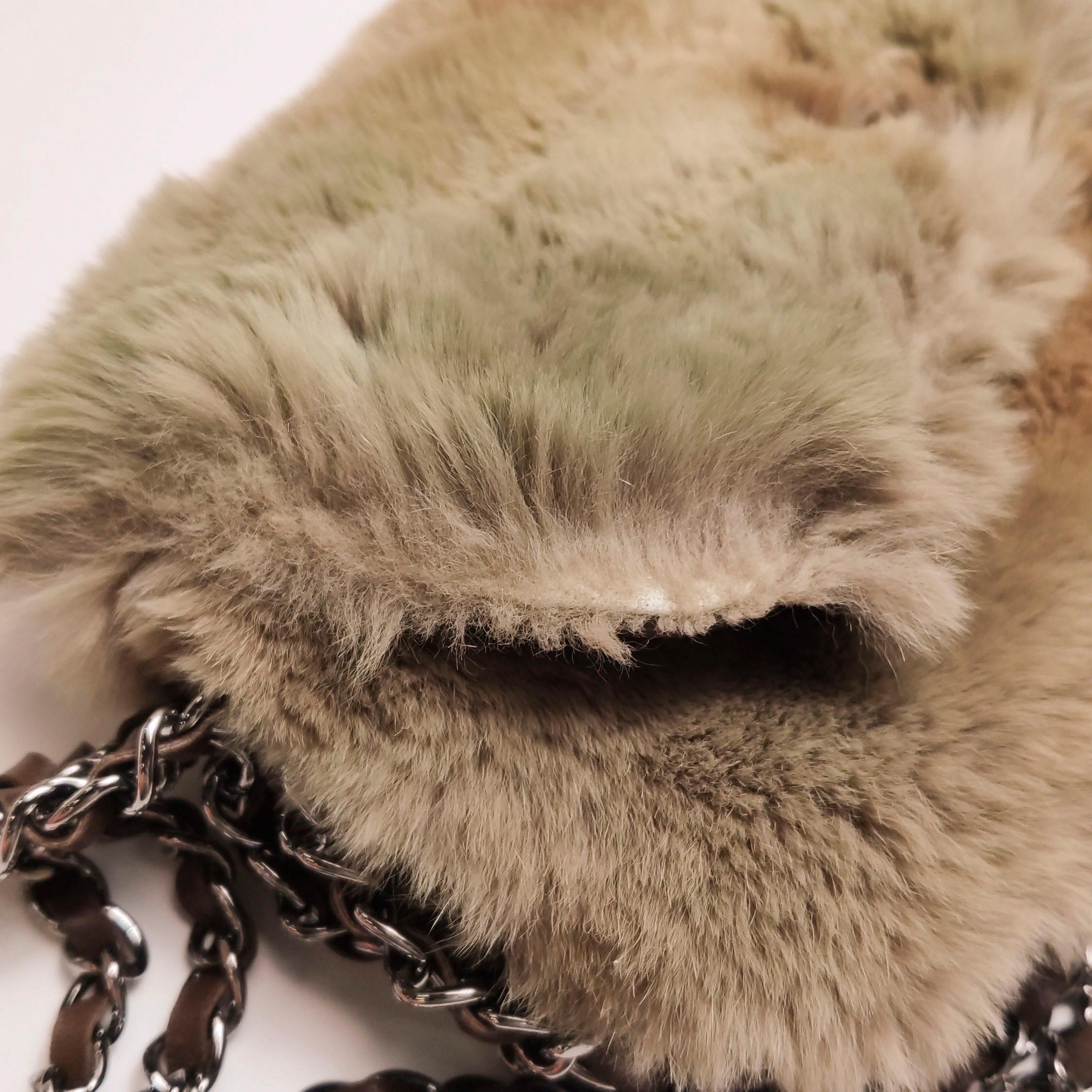 Chanel Fur Flap Bag Brown Grey Chincilla Bag Multi-Layer Chain 11