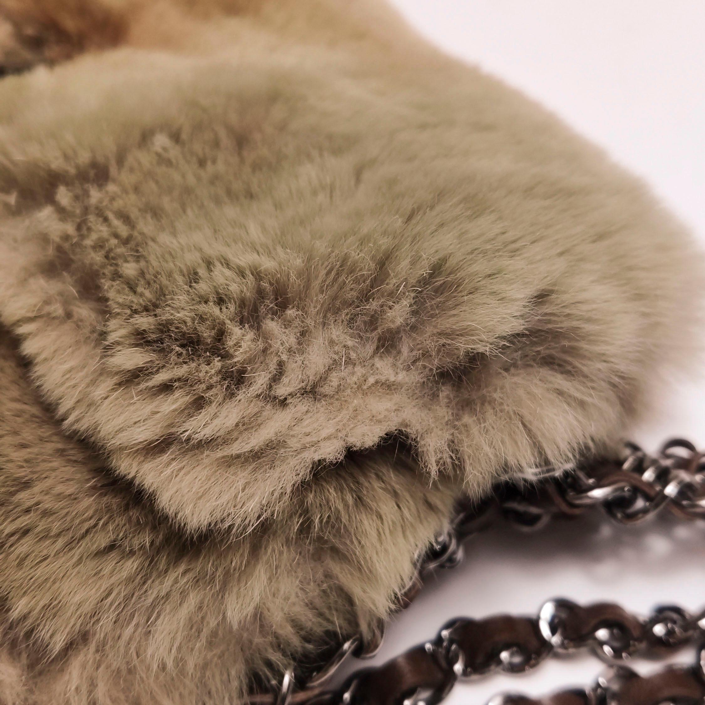Chanel Fur Flap Bag Brown Grey Chincilla Bag Multi-Layer Chain 13