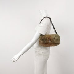 Chanel Fur Flap Bag Brown Grey Chincilla Bag Multi-Layer Chain