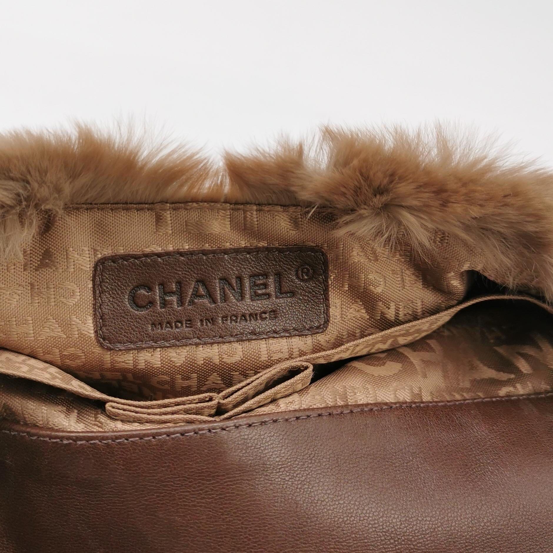 Chanel Fur Flap Bag Brown Grey Chincilla Bag Multi-Layer Chain 3