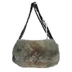 Chanel Fur Flap Bag Brown Grey Chincilla Bag Multi-Layer Chain