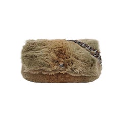 Chanel Fur Flap Bag Brown Grey Chincilla Bag Multi-Layer Chain