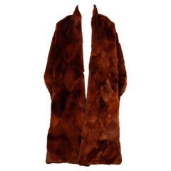Estola Grande de Piel Chanel en Orylag Marrón Cobre con Forro de Seda Marrón
