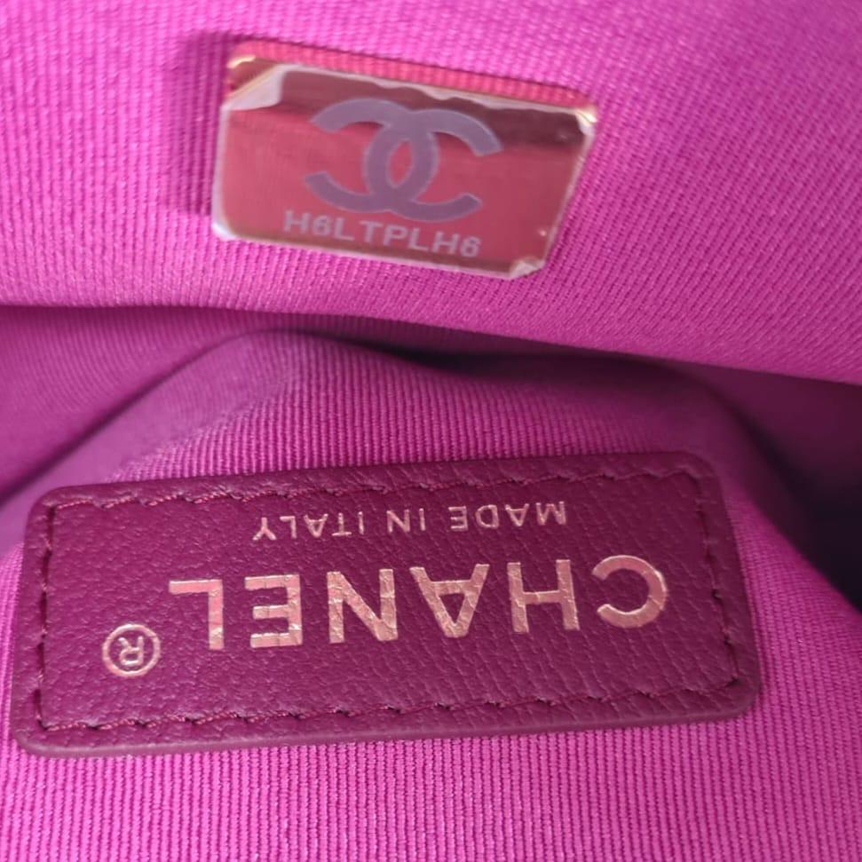Red Chanel Fuschia Camellia Quilted Velvet Mini Square Flap Bag