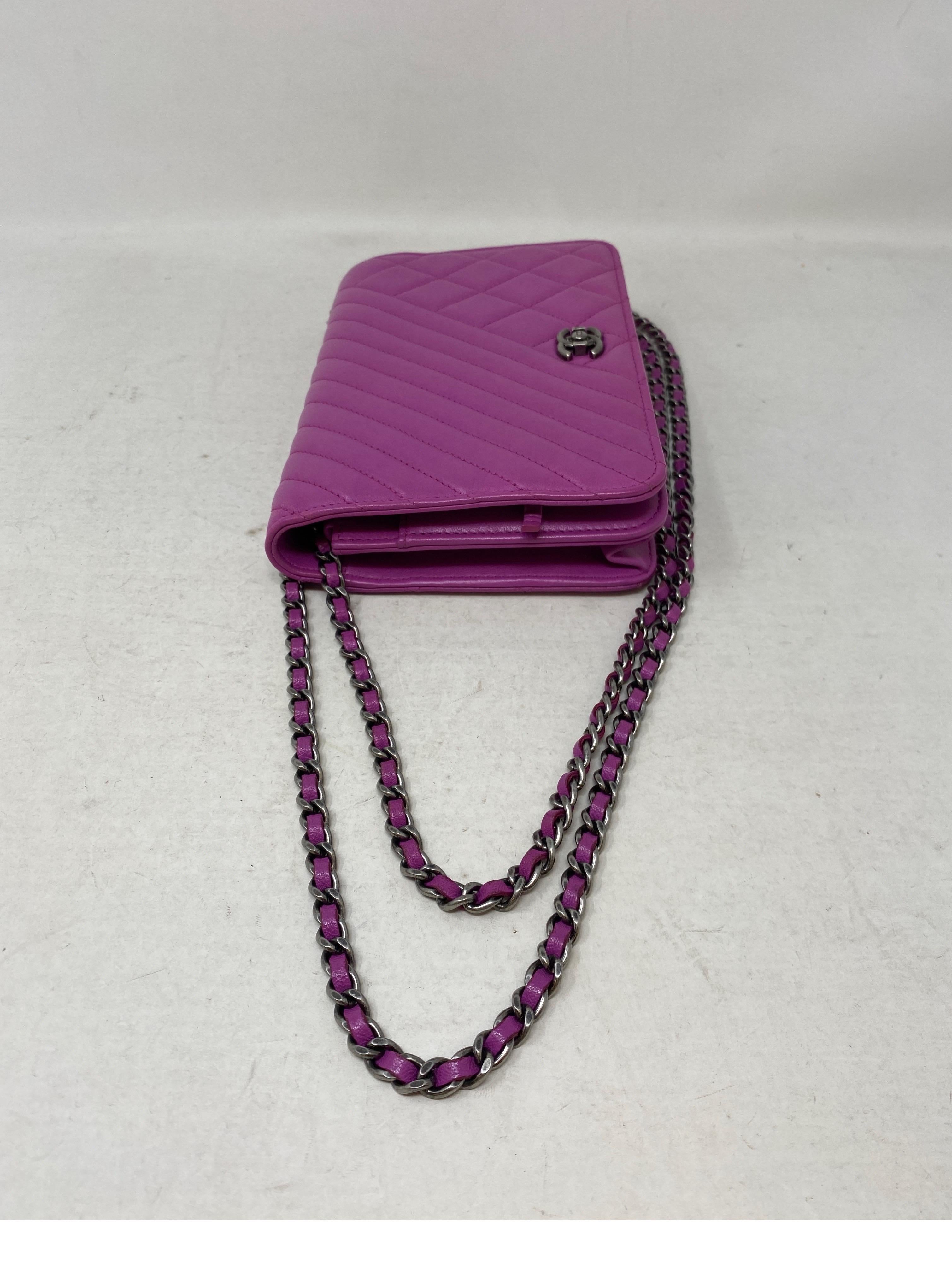 Chanel Fuschia Wallet On A Chain Bag  4
