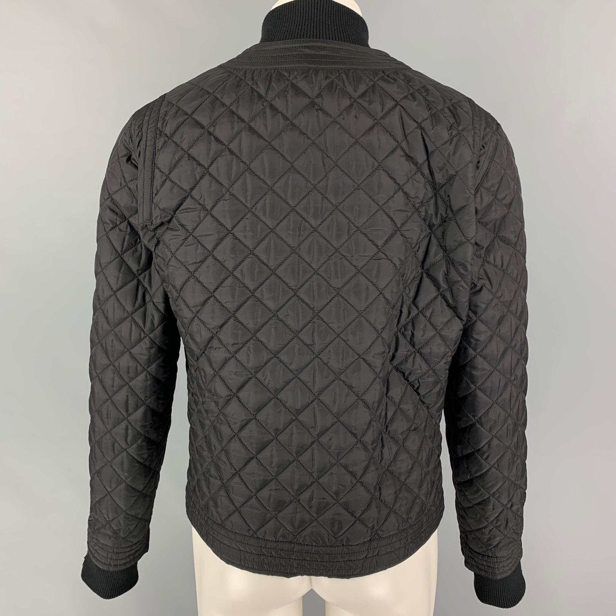 CHANEL FW 05 Size 18 Black Polyamide Blend Quilted Zip Fly Jacket In Good Condition In San Francisco, CA