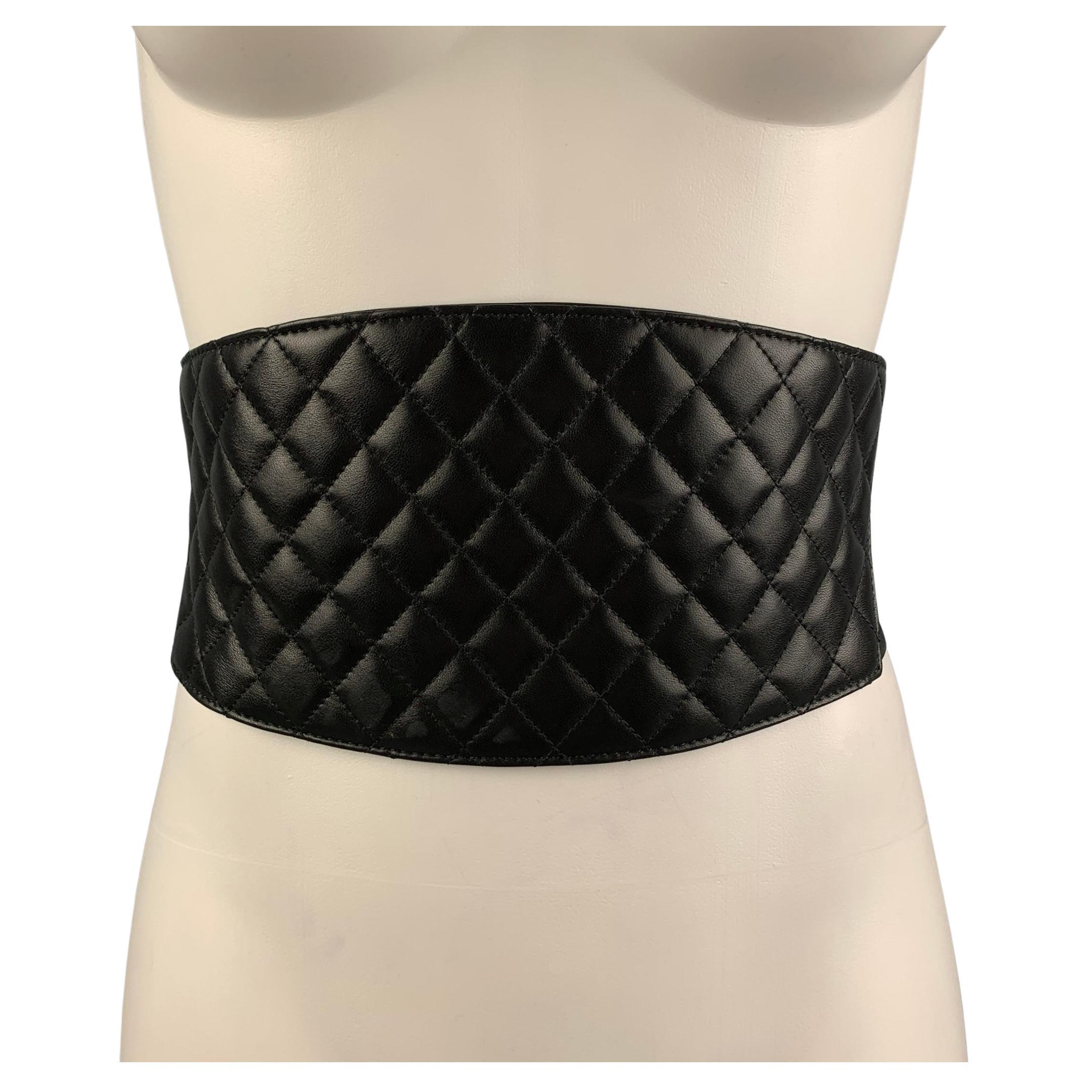 CHANEL FW 11 Waist Size S Black Quilted Leather Belt