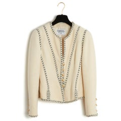 Chanel FW 1993 Jacket FR38 Ecru Wool Trimmings