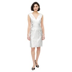 Chanel FW 1999 Karl Lagerfeld Silver Leather Runway Sheath Dress FR 40