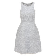 Chanel FW 2000 Karl Lagerfeld Light Blue Grey Fuzzy Dress FR 36