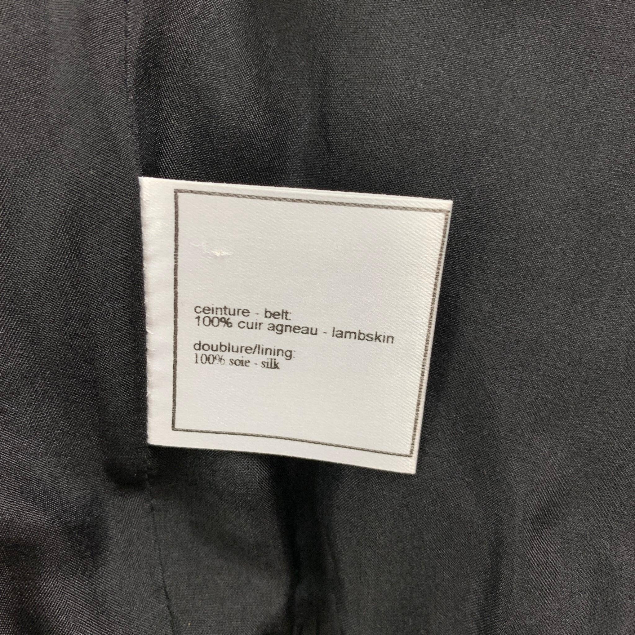 CHANEL FW 2001 Size 8 Black Patent Leather Silk Belt 2