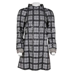 Chanel FW 2017 Runways Sequin Shift Mini Dress Taglia FR 42 XL White Black