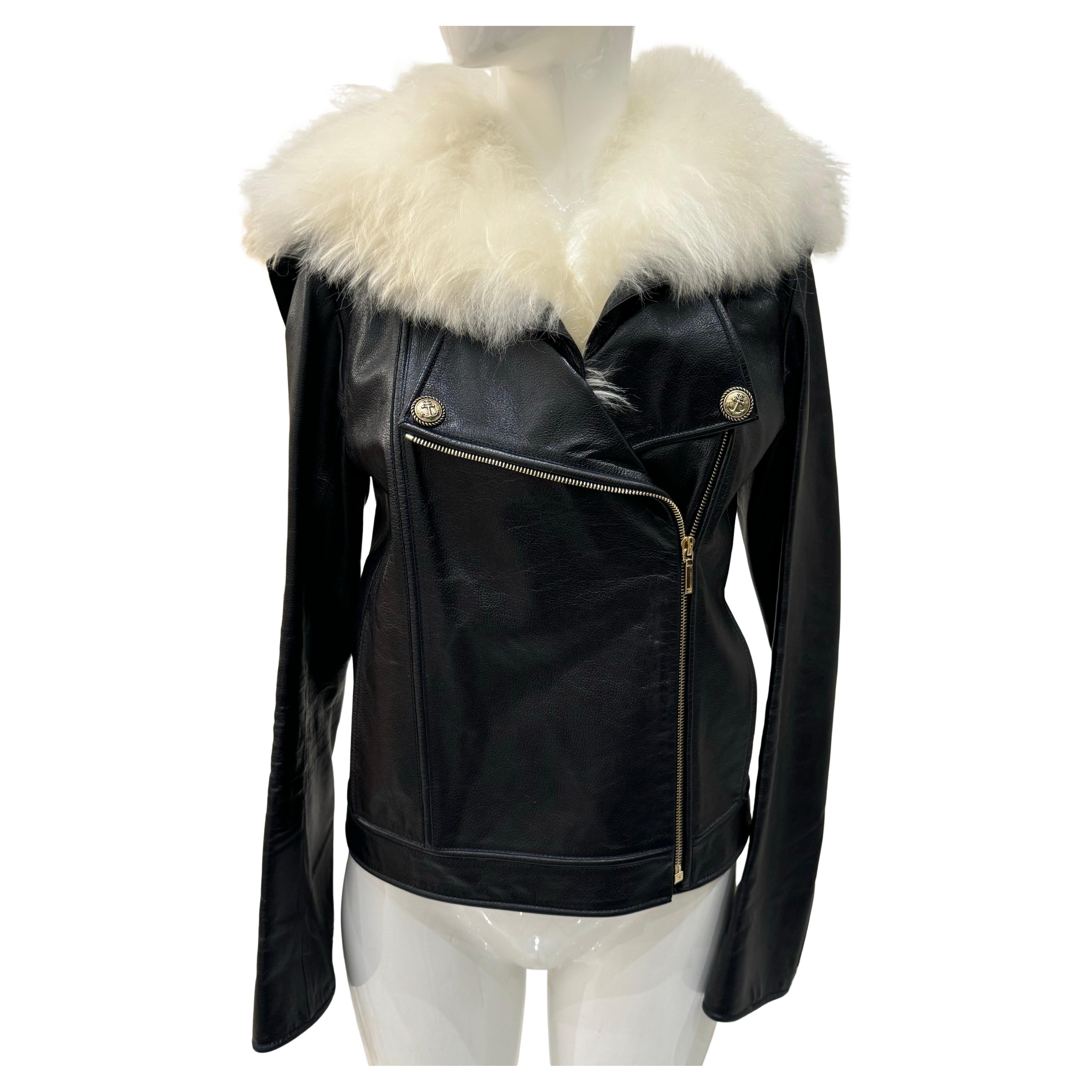 Chanel FW 2018 París Chaqueta Hambourg de piel de becerro con ribete de piel en venta