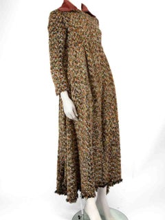 Chanel FW18 Velvet Collar Long Tweed Coat Size S