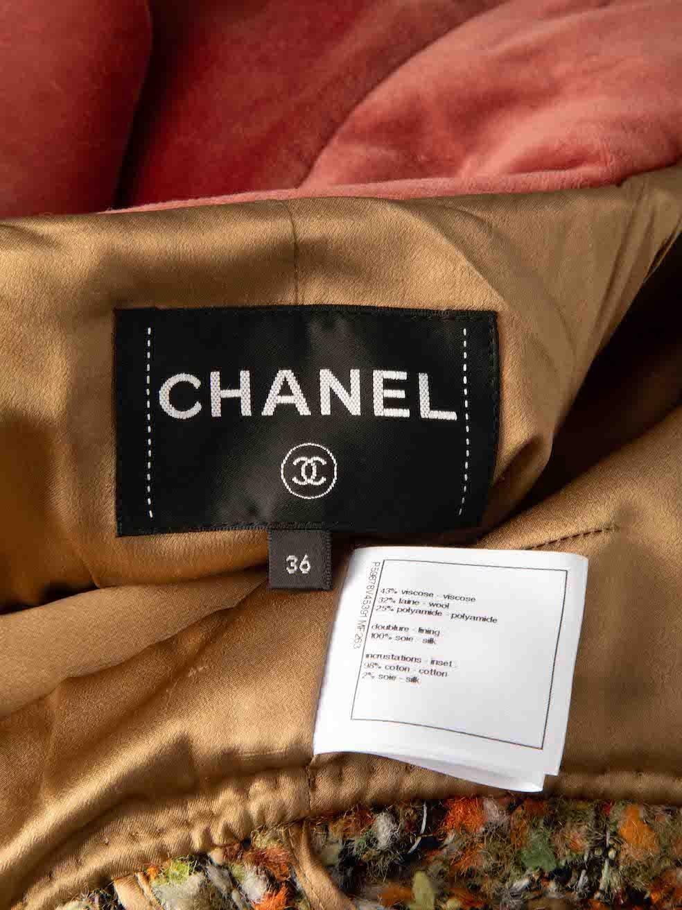 Chanel FW18 Velvet Collar Long Tweed Coat Size S 3
