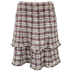 CHANEL FW2005 Size 4 Grey Purple Silk Blend Layered Skirt