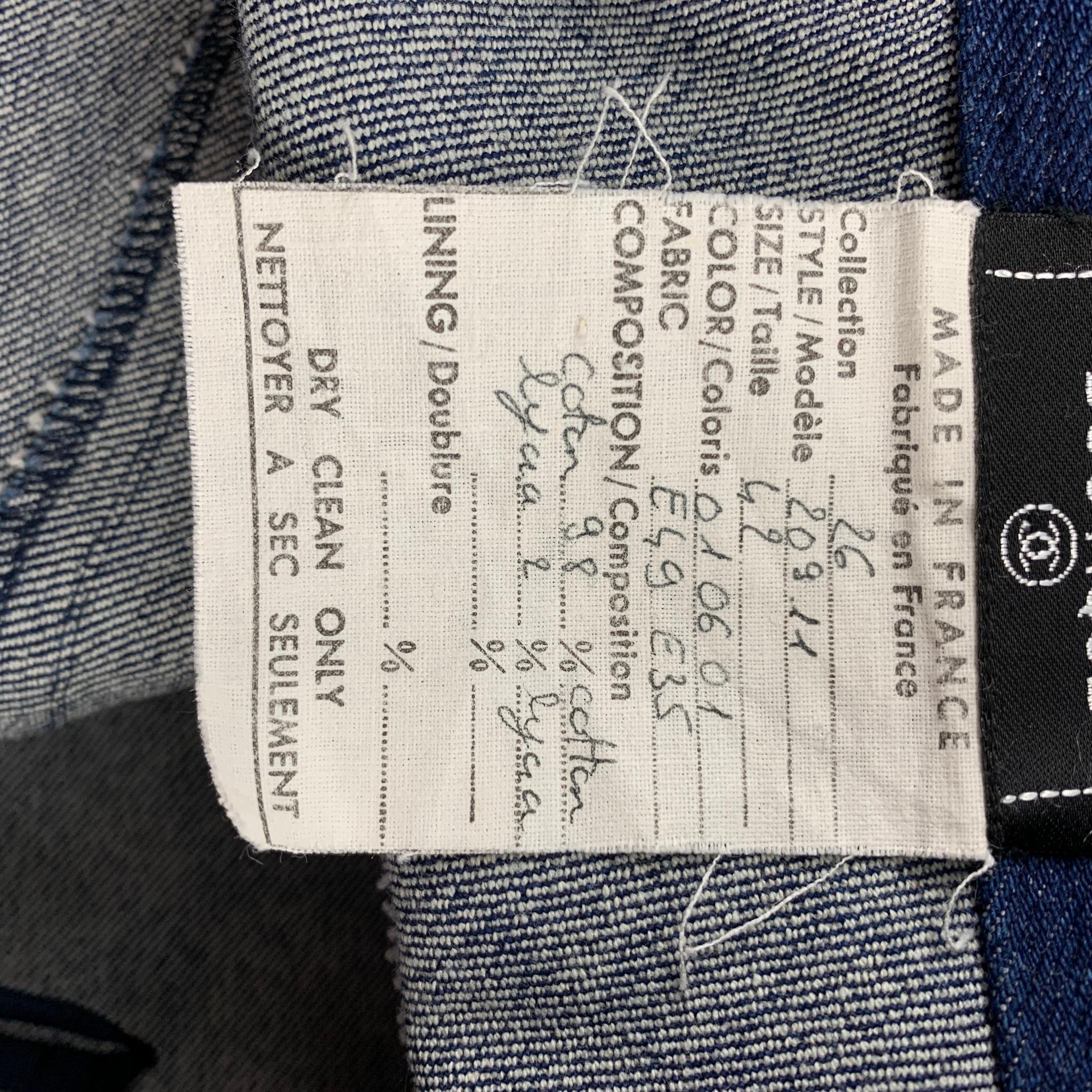 CHANEL FW91 Größe 10 Blauer kniefreier Bleistiftrock aus Baumwolle / Lycra Damen
