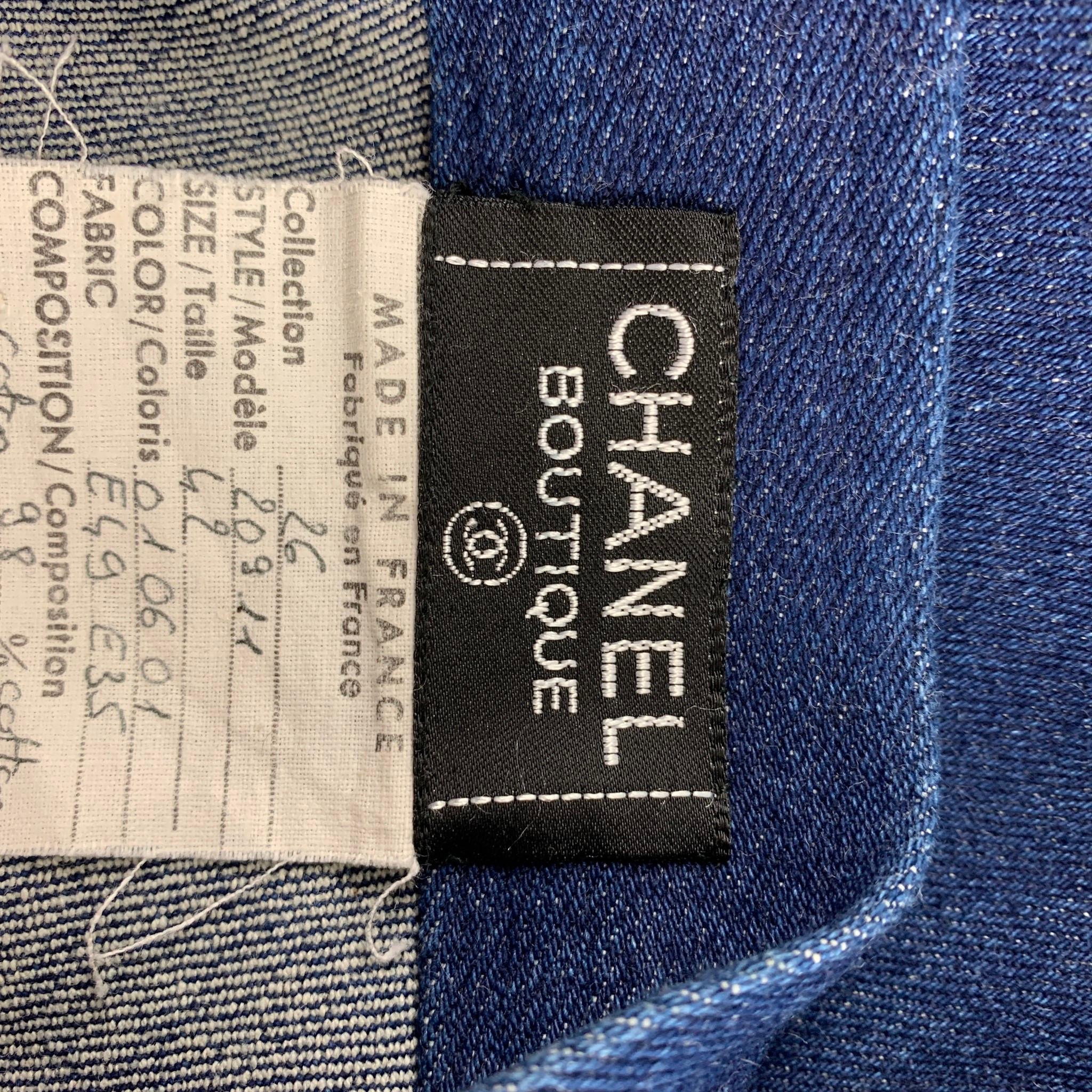 CHANEL FW91 Größe 10 Blauer kniefreier Bleistiftrock aus Baumwolle / Lycra 1