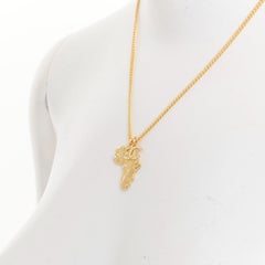 CHANEL G23A 2023 VIC Limited Gift gold CC logo Africa Map pearl strass necklace