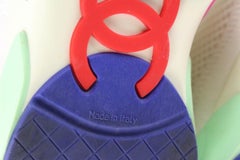 Chanel G26584 Women's 37 Multicolor High Top Trainer Sneakers 34cc721s