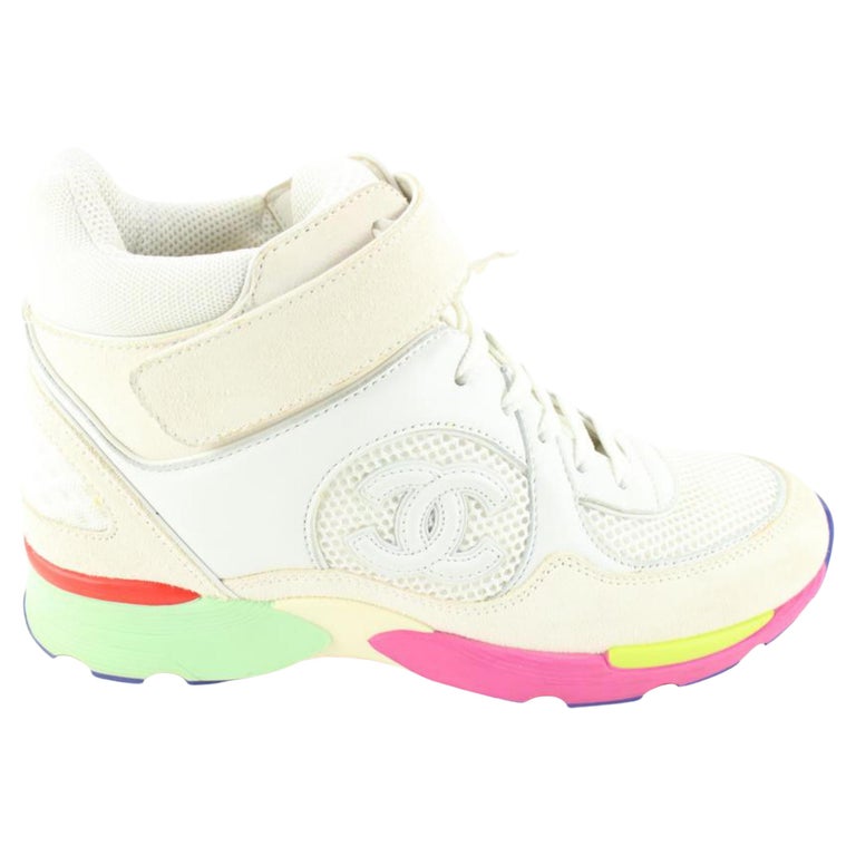 Chanel G26584 Women's 37 Multicolor High Top Trainer Sneakers 34cc721s For  Sale at 1stDibs