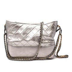 Chanel Gabrielle Aged Silver Leather Shoulder Bag