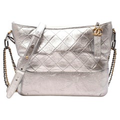 Chanel Gabrielle Aged Silver Leather Shoulder Bag